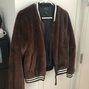 Fuzzy bomber jacket